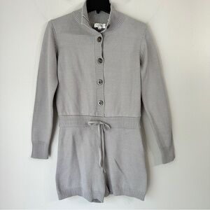 Line and Dot Thick Knitted Sweater Romper with Drawstring Waistband Size XS